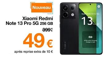 Promotions Xiaomi redmi note 13 pro 5g 256 gb - Xiaomi - Valide de 20/02/2024 à 29/02/2024 chez Orange