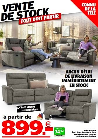 Promotions Modèle aruba - Produit maison - Seats and Sofas - Valide de 26/02/2024 à 23/03/2024 chez Seats and Sofas