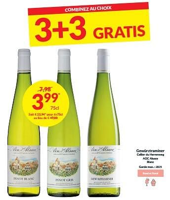 Promotions Gewürztraminer cellier du herrenweg aoc alsace blanc - Vins blancs - Valide de 27/02/2024 à 17/03/2024 chez Intermarche