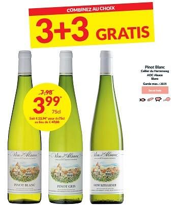 Promotions Pinot blanc cellier du herrenweg aoc alsace blanc - Vins blancs - Valide de 27/02/2024 à 17/03/2024 chez Intermarche