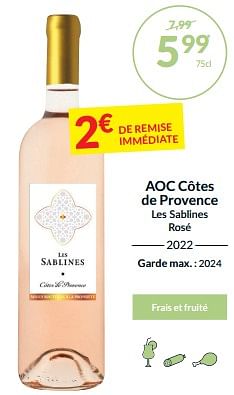 Promotions Aoc côtes de provence les sablines rosé - Vins rosé - Valide de 27/02/2024 à 17/03/2024 chez Intermarche