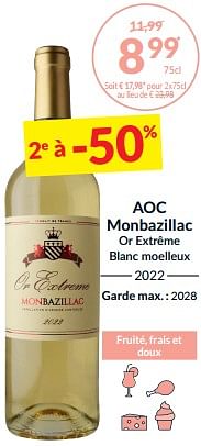 Promotions Aoc monbazillac or extrême blanc moelleux - Vins blancs - Valide de 27/02/2024 à 17/03/2024 chez Intermarche