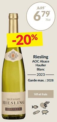 Promotions Riesling aoc alsace hauller blanc - Vins blancs - Valide de 27/02/2024 à 17/03/2024 chez Intermarche