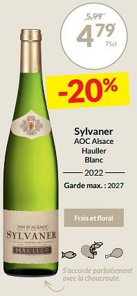 Promotions Sylvaner aoc alsace hauller blanc - Vins blancs - Valide de 27/02/2024 à 17/03/2024 chez Intermarche