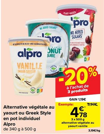 Promotions Alternative végétale au yaourt vanille - Alpro - Valide de 28/02/2024 à 05/03/2024 chez Carrefour