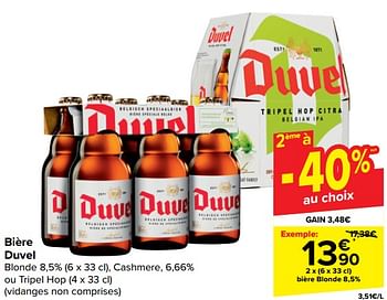 Promotions Bière blonde - Duvel - Valide de 28/02/2024 à 05/03/2024 chez Carrefour