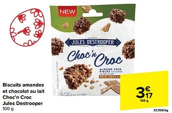 Promotions Biscuits amandes et chocolat au lait choc’n croc jules destrooper - Jules Destrooper - Valide de 28/02/2024 à 05/03/2024 chez Carrefour