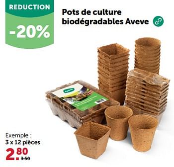 Promotions Pots de culture biodégradables aveve - Produit maison - Aveve - Valide de 28/02/2024 à 10/03/2024 chez Aveve