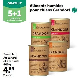 Promotions Aliments humides pour chiens grandorf au canard et à la dinde - Grandorf - Valide de 28/02/2024 à 10/03/2024 chez Aveve