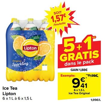 Promotions Ice tea original - Lipton - Valide de 28/02/2024 à 11/03/2024 chez Carrefour