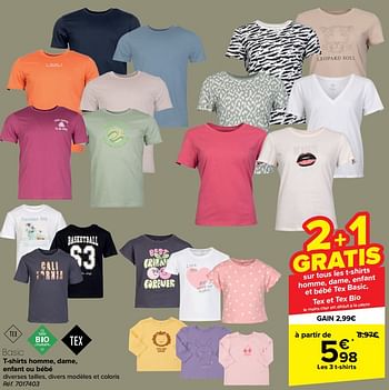 Promotions T-shirts - Tex - Valide de 28/02/2024 à 11/03/2024 chez Carrefour