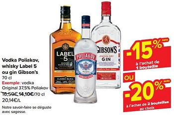 Promotions Vodka original 37,5% poliakov - poliakov - Valide de 28/02/2024 à 11/03/2024 chez Carrefour