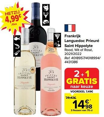Promoties Frankrijk languedoc prieuré saint hippolyte rood, wit of rosé - Rode wijnen - Geldig van 28/02/2024 tot 18/03/2024 bij Carrefour