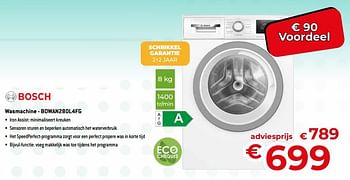 Promoties Bosch wasmachine bowan280l4fg - Bosch - Geldig van 26/02/2024 tot 31/03/2024 bij Exellent