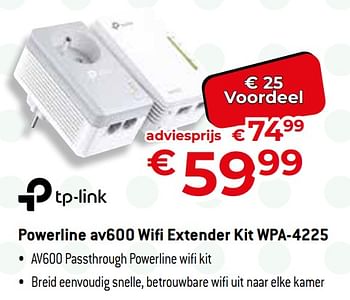 Promoties powerline av600 wifi extender kit wpa-4225 - TP-LINK - Geldig van 26/02/2024 tot 31/03/2024 bij Exellent