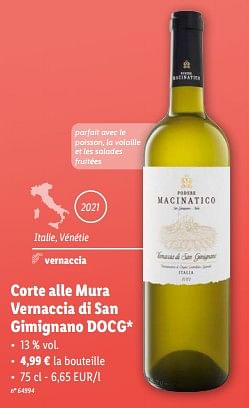 Promotions Corte alle mura vernaccia di san gimignano docg - Vins blancs - Valide de 28/02/2024 à 05/03/2024 chez Lidl