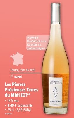 Promotions Les pierres précieuses terres du midi igp - Vins rosé - Valide de 28/02/2024 à 05/03/2024 chez Lidl