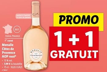 Promotions Monalie côtes de provence aop rosé - Vins rosé - Valide de 28/02/2024 à 05/03/2024 chez Lidl