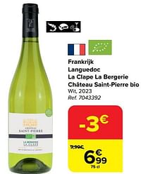 Frankrijk languedoc la clape la bergerie château saint-pierre bio Wit-Witte wijnen