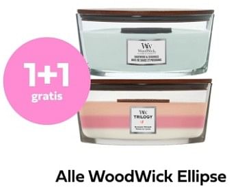 Promoties 1+1 gratis alle woodwick ellipse - Woodwick - Geldig van 26/02/2024 tot 03/03/2024 bij Plein