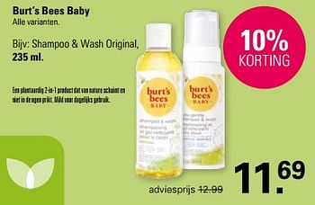 Promoties Baby shampoo + wash origina - Burt`s bees - Geldig van 21/02/2024 tot 09/03/2024 bij De Online Drogist