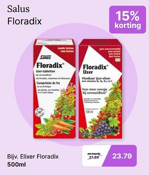 Promotions Elixer floradix - Salus - Valide de 21/02/2024 à 09/03/2024 chez De Online Drogist