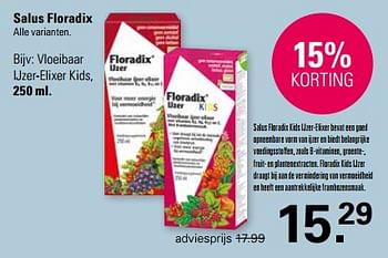 Promoties Floradix vloeibaar ijzer-elixer kids - Salus - Geldig van 21/02/2024 tot 09/03/2024 bij De Online Drogist