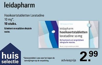 Promoties Hooikoortstabletten loratadine 10 mg - Leidapharm - Geldig van 21/02/2024 tot 09/03/2024 bij De Online Drogist