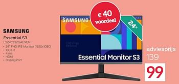 Promoties Samsung essential s3 ls24c332gauxen - Samsung - Geldig van 26/02/2024 tot 31/03/2024 bij Selexion