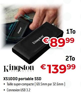 Promotions Xs1000 portable ssd 1To - Kingston - Valide de 26/02/2024 à 31/03/2024 chez Exellent