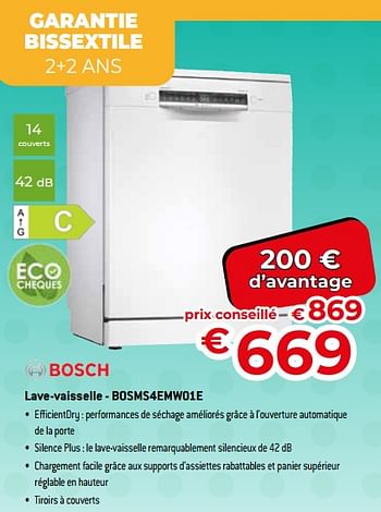 Promotions Bosch lave-vaisselle - bosms4emw01e - Bosch - Valide de 26/02/2024 à 31/03/2024 chez Exellent