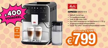 Promoties Melitta espresso mx6761414 - Melitta - Geldig van 26/02/2024 tot 31/03/2024 bij Expert