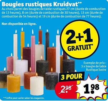 Promotions Bougie de table rustique ivoire - Produit maison - Kruidvat - Valide de 27/02/2024 à 10/03/2024 chez Kruidvat