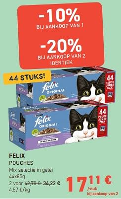 Promoties Felix pouches mix selectie in gelei - Purina - Geldig van 28/02/2024 tot 10/03/2024 bij Tom&Co