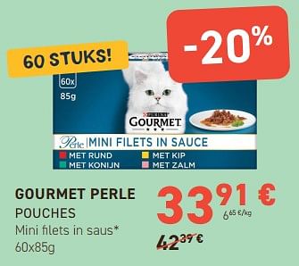 Promoties Gourmet perle 44 stuks! pouches mini filets in saus - Purina - Geldig van 28/02/2024 tot 10/03/2024 bij Tom&Co