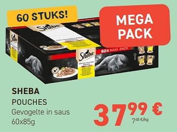 Promoties Sheba pouches gevogelte in saus - Sheba - Geldig van 28/02/2024 tot 10/03/2024 bij Tom&Co