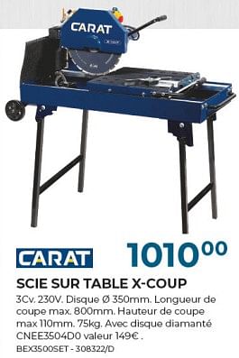 Promotions Carat scie sur table x-coup - Carat - Valide de 22/02/2024 à 31/03/2024 chez Group Meno