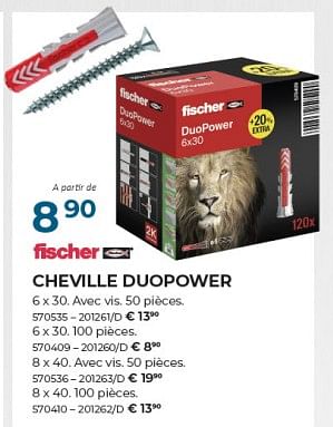 Promotions Cheville duopower - Fischer - Valide de 22/02/2024 à 31/03/2024 chez Group Meno