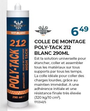 Promoties Colle de montage poly-tack 212 blanc - Masterton - Geldig van 22/02/2024 tot 31/03/2024 bij Group Meno