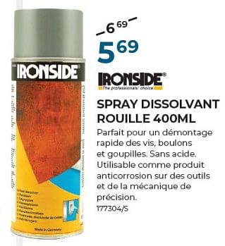 Promotions Spray dissolvant rouille - Ironside - Valide de 22/02/2024 à 31/03/2024 chez Group Meno