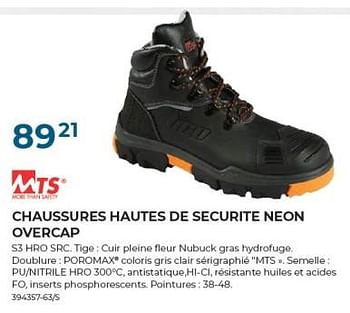 Promoties Chaussures hautes de securite neon overcap - Mts - Geldig van 22/02/2024 tot 31/03/2024 bij Group Meno