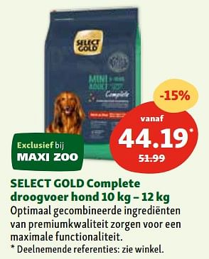 Promoties Select gold complete droogvoer hond - Select Gold - Geldig van 06/03/2024 tot 11/03/2024 bij Maxi Zoo