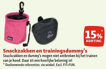 Promoties 15% korting snackzakken en trainingsdummy`s - Huismerk - Maxi Zoo - Geldig van 06/03/2024 tot 11/03/2024 bij Maxi Zoo