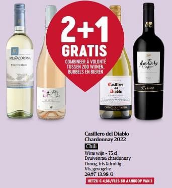 Promoties Casillero del diablo chardonnay 2022 - Witte wijnen - Geldig van 29/02/2024 tot 06/03/2024 bij Delhaize