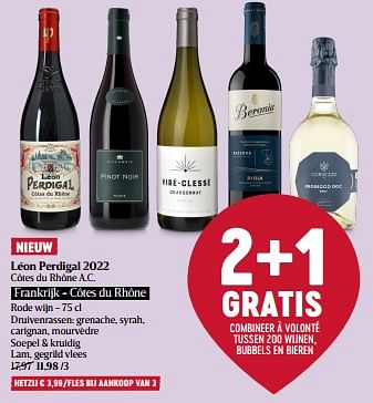 Promoties Léon perdigal 2022 côtes du rhône a.c. - Rode wijnen - Geldig van 29/02/2024 tot 06/03/2024 bij Delhaize