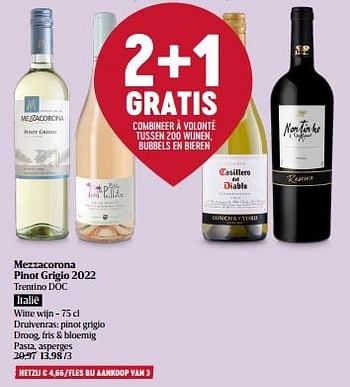 Promotions Mezzacorona pinot grigio 2022 trentino doc - Vins blancs - Valide de 29/02/2024 à 06/03/2024 chez Delhaize
