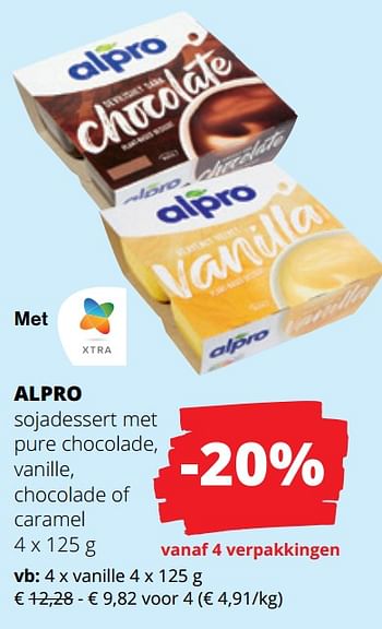 Promoties Alpro sojadessert met pure chocolade vanille - Alpro - Geldig van 29/02/2024 tot 13/03/2024 bij Spar (Colruytgroup)