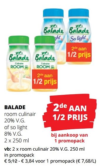Promoties Balade room culinair - Balade - Geldig van 29/02/2024 tot 13/03/2024 bij Spar (Colruytgroup)