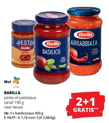 Promoties Barilla pesto of pastasaus basilicosaus - Barilla - Geldig van 29/02/2024 tot 13/03/2024 bij Spar (Colruytgroup)