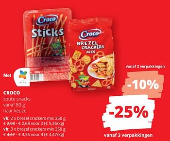 Promoties Croco brezel crackers mix - Croco - Geldig van 29/02/2024 tot 13/03/2024 bij Spar (Colruytgroup)